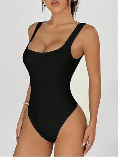 Dámske sexy body bez chrbta Sexy hranatý výstrih bez rukávov